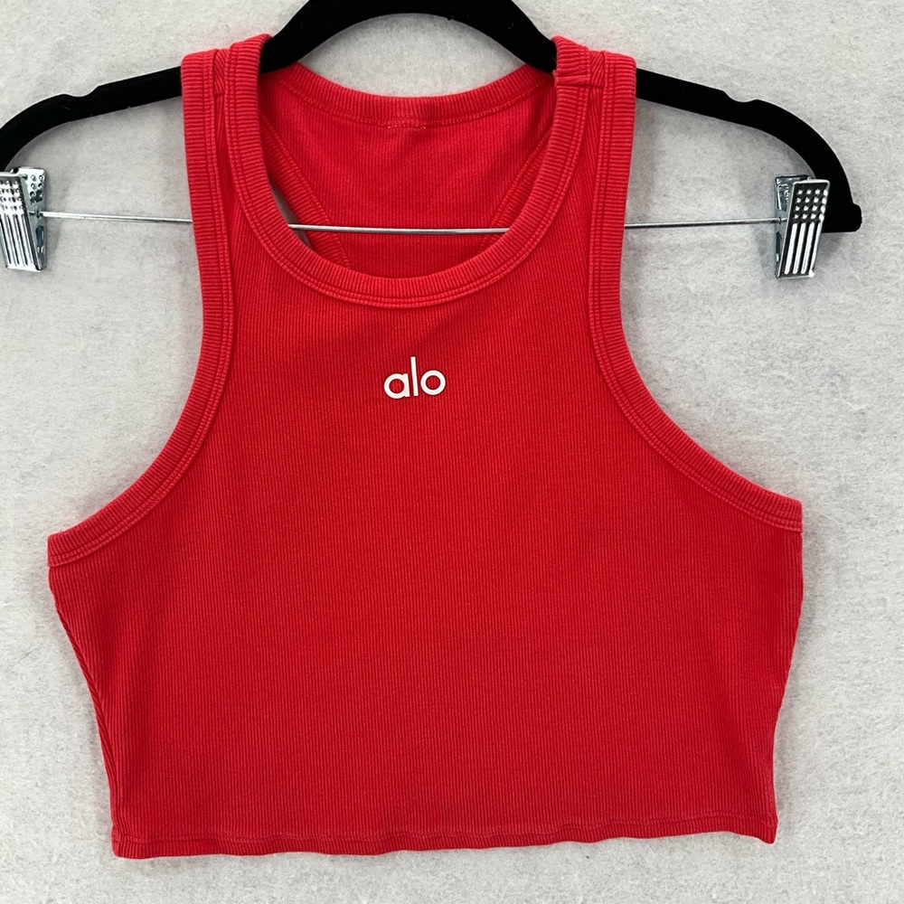 Alo Yoga Aspire Tank Red Hot‎ Summer/White Small